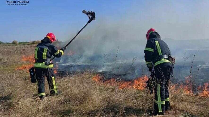 На пожежі в екосистемах виїжджали за добу понад 60 разів вогнеборці Дніпропетровщини